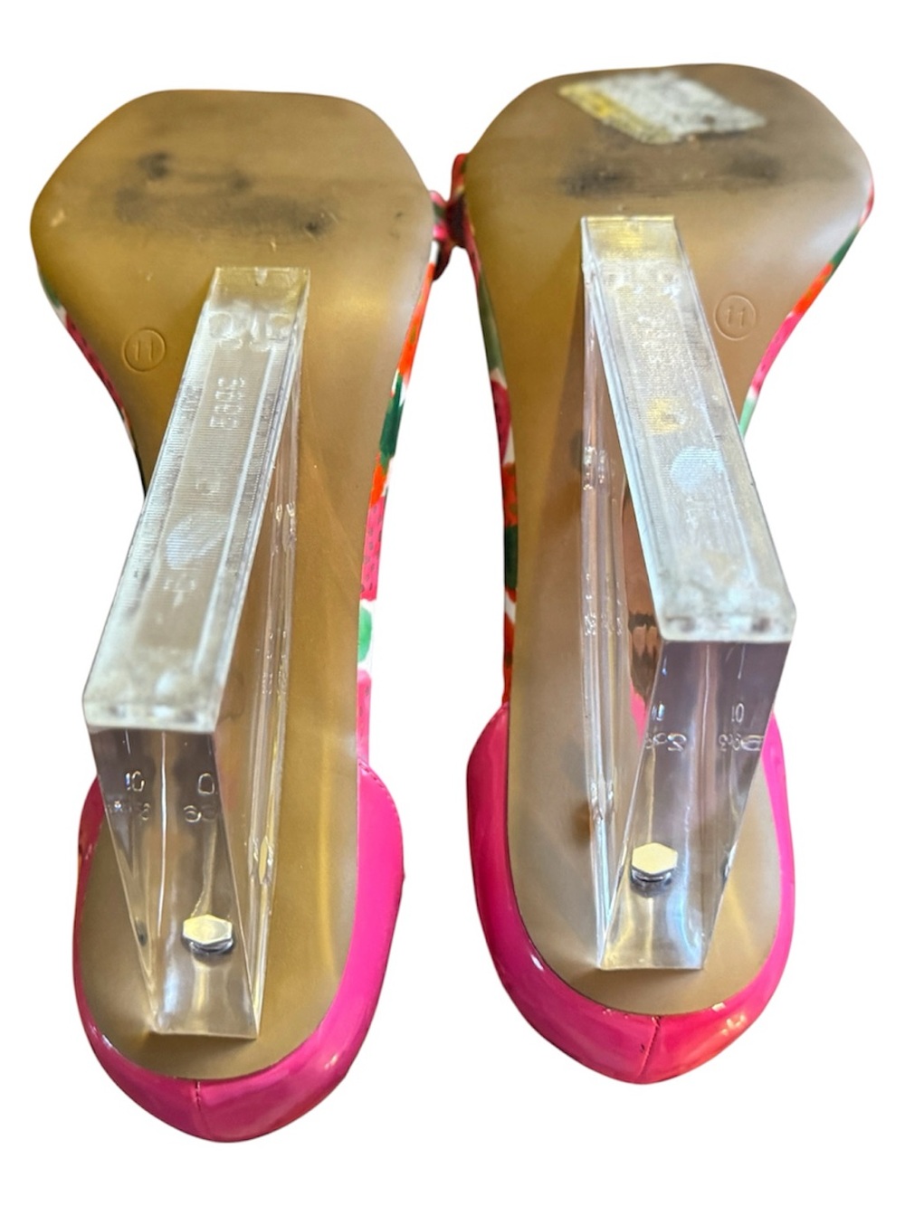 Betsey Johnson Harlem Fruit Vinyl Lucite Wedge Sandals -Two-Piece Style-Size 11 - Picture 13 of 15